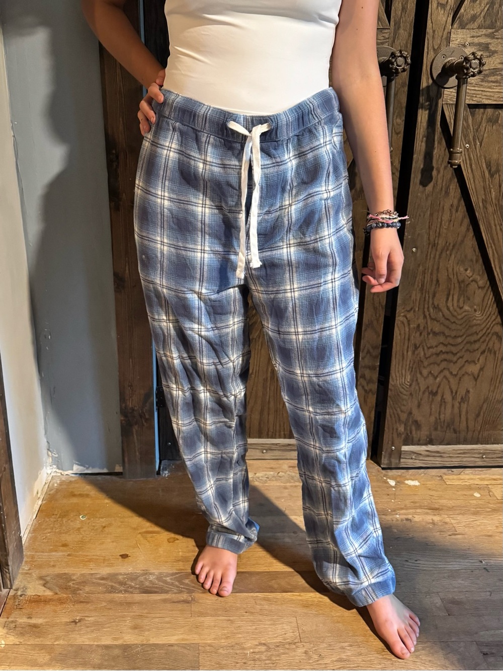 dip Blue Plaid Drawstring Jogger Pants